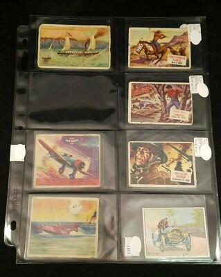 7 Vtg Trading Cards 1954 Topps Scoop, Flexco Giants, Turkey Red, Action Gum