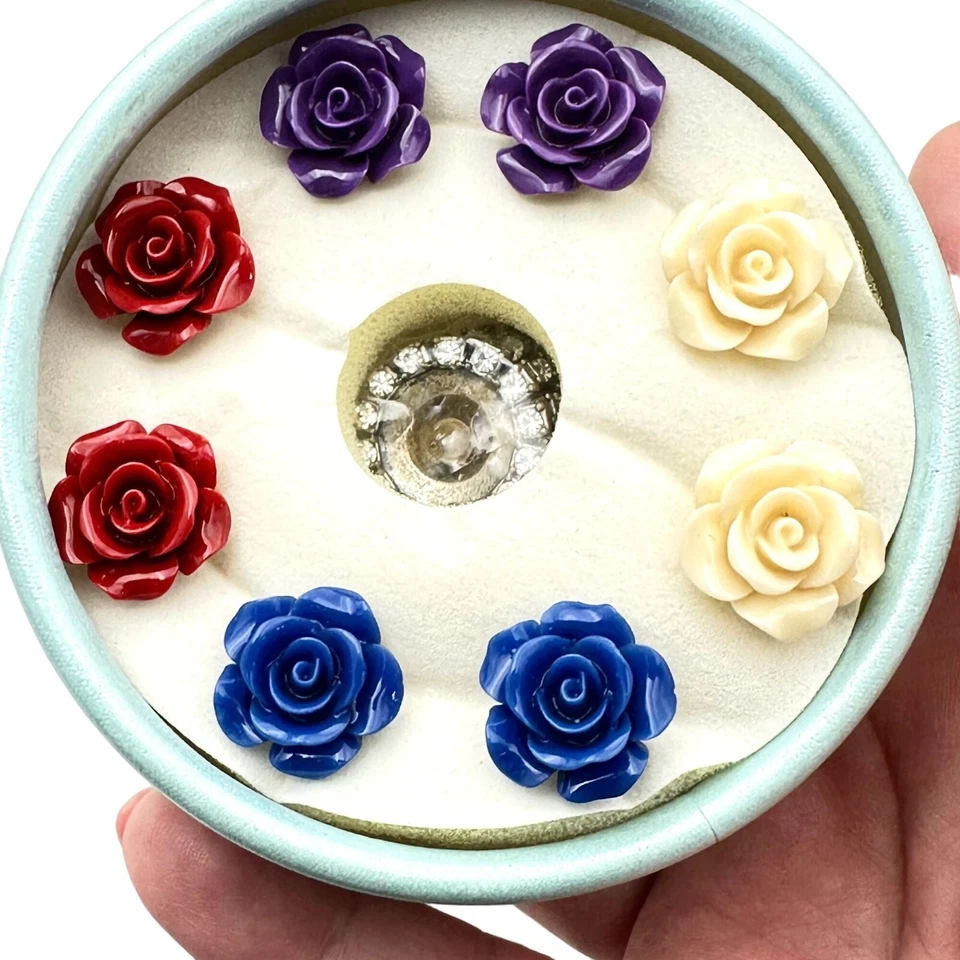 Pendientes Mujer Sweet Romance Tono Bronce Intercambiables Multicolor Flores Foto 2 de 3