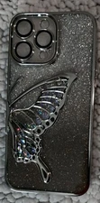 Cell phone cover - iPhone 1.5 ProMax compatible -- Glittery Butterfly Design