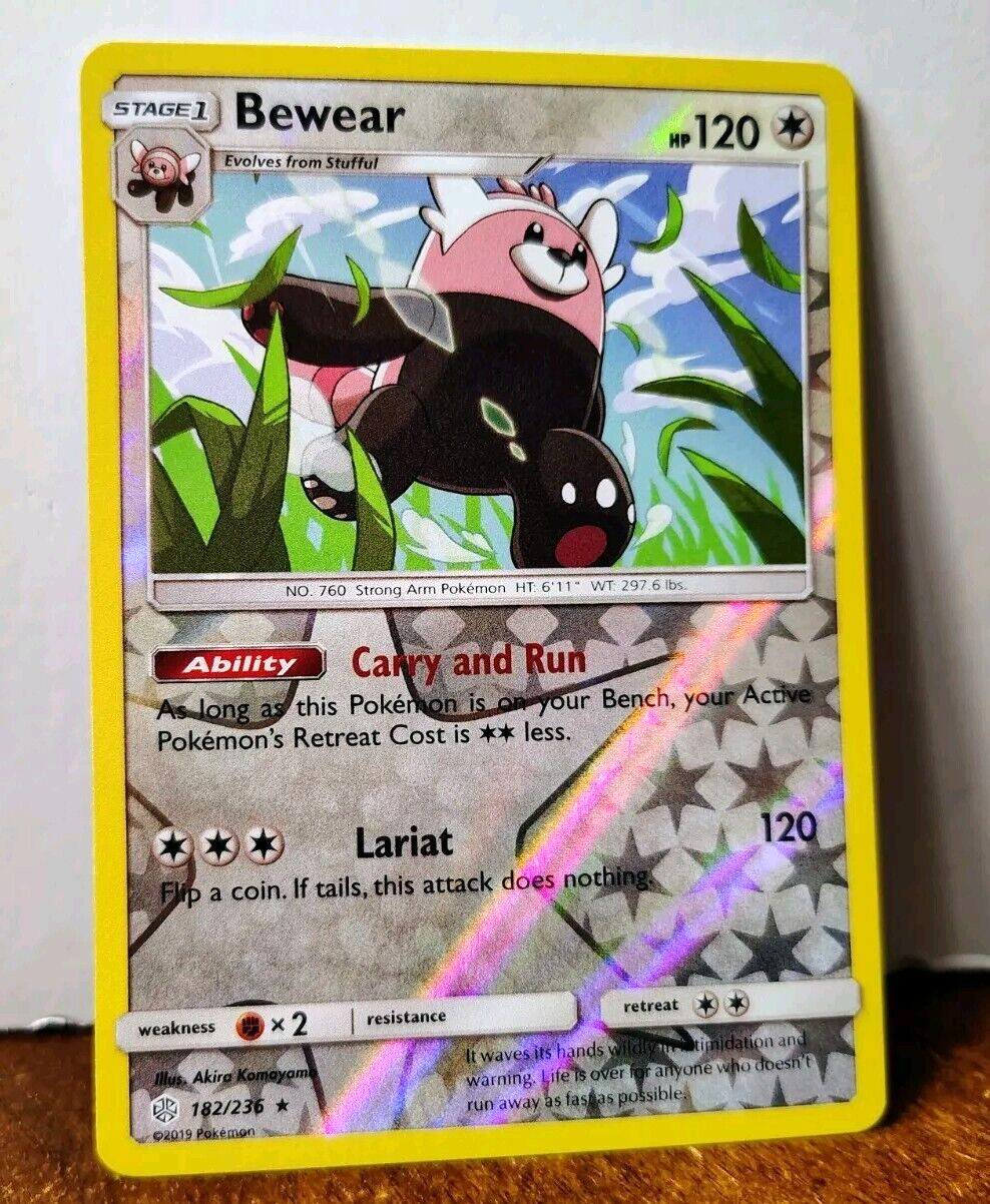 POKEMON BEWEAR 182/236 REVERSE HOLO RARE COSMIC ECLIPSE NEAR MINT