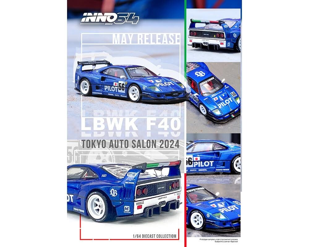 Inno64 2024 Tokyo Auto Salon Libert Walk Blue Ferrari F40 1/64 for