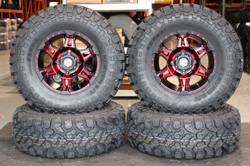 CAN AM DEFENDER HD8 28" KLEVER X/T RADIAL ATV TIRE 14" HD7 RED WHEEL KIT CAN1CA