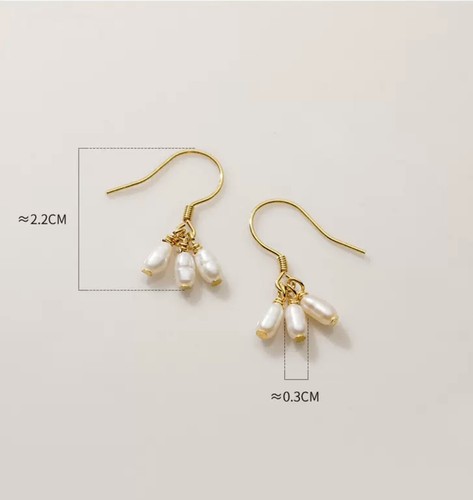 Elegant Genuine 925 Silver Natural Baroque Freshwater Pearl Dangle Drop Earrings - Picture 6 of 6