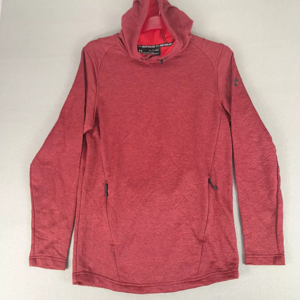 Under Armour Mens Hoodie XS Burgundy ColdGear Fitted Sweatshirt Jumper Logo