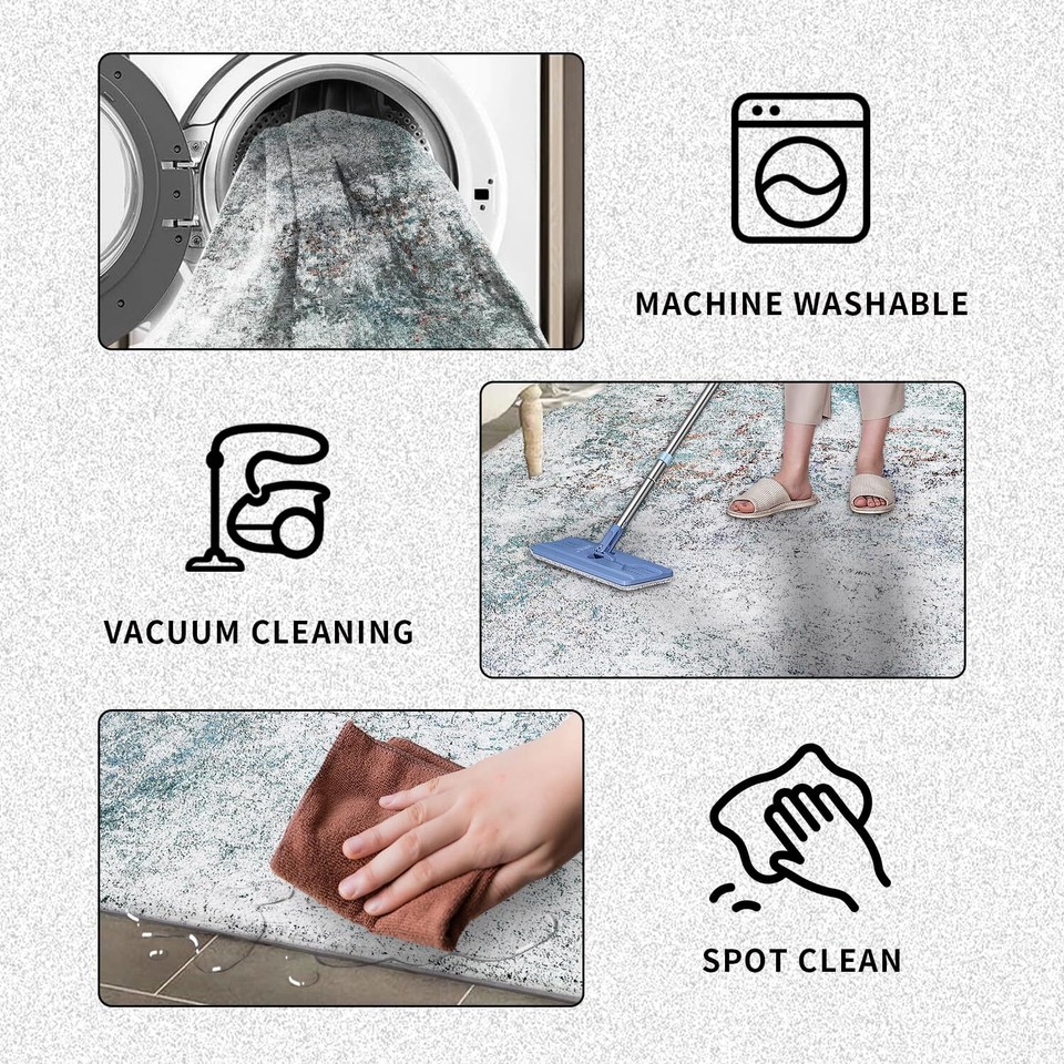 DELISEPT Modern Abstract Runner Rug 2x8 Washable Hallway Runner Rug Non