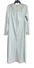 Vintage Shadowline Nightgown Sz Small Powder Blue Button Up Floral Detail READ
