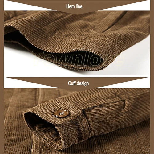 Men's Sherpa Lined Corduroy Trucker Jacket Cargo Work Cotton Winter Casual Coats - Bild 6 von 13