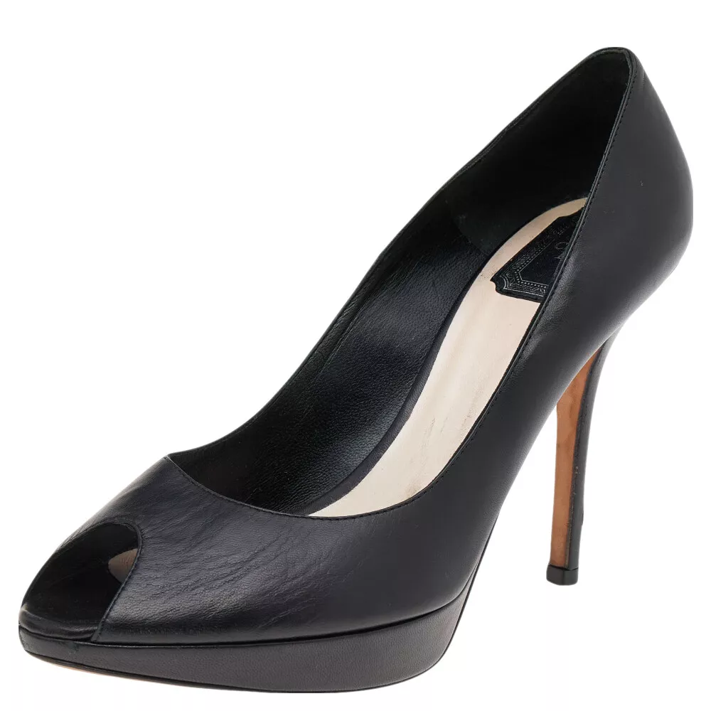 Escarpins plate forme Miss Dior en cuir noir bout Dior taille 40,5