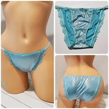Victorias Secret Dream Angels Shiny Wet Look Bikini Panty 4/XS BLUE Babylon