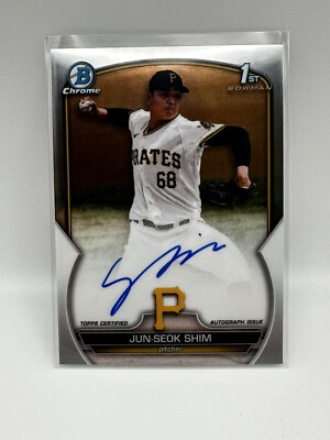 2023 Bowman Chrome 1st Bowman Jun-Seok Shim Base Auto Pirates CPA-JSH