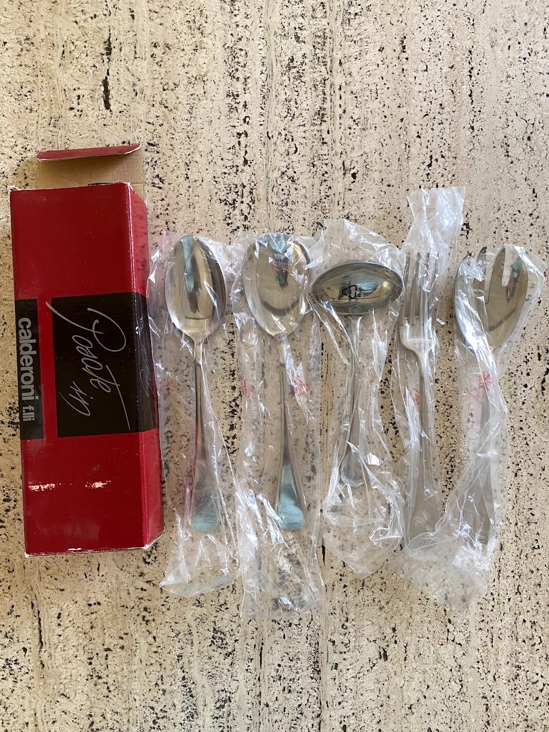 Calderoni Italy Stainless Flatware BORROMEO 5 Serving Pieces in