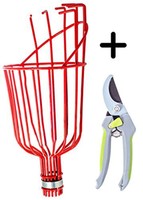 Fruit Picker Harvest Tool Kit: Basket Head & Garden Bypass Pruning Shears Fruit Picker Harvest Tool Kit: Basket Head & Garden Bypass Pruning Shears
