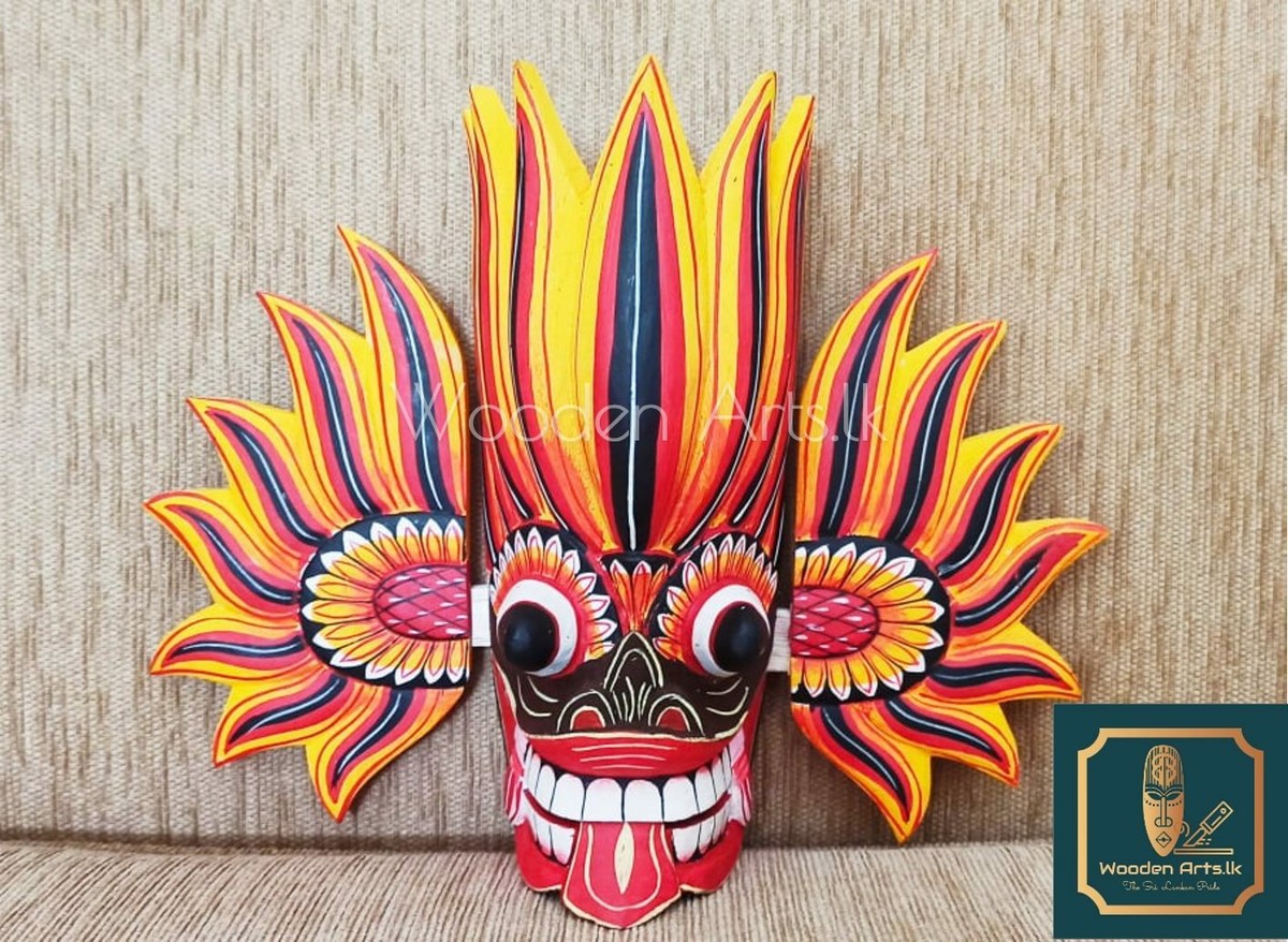 Hand carved Sri Lankan traditional wooden devil mask wall décor