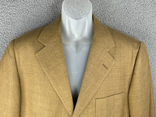 Samuelsohn Suit Jacket Men's 42R Linen Blend Mustard 3-Button Single Breasted - Picture 8 of 13