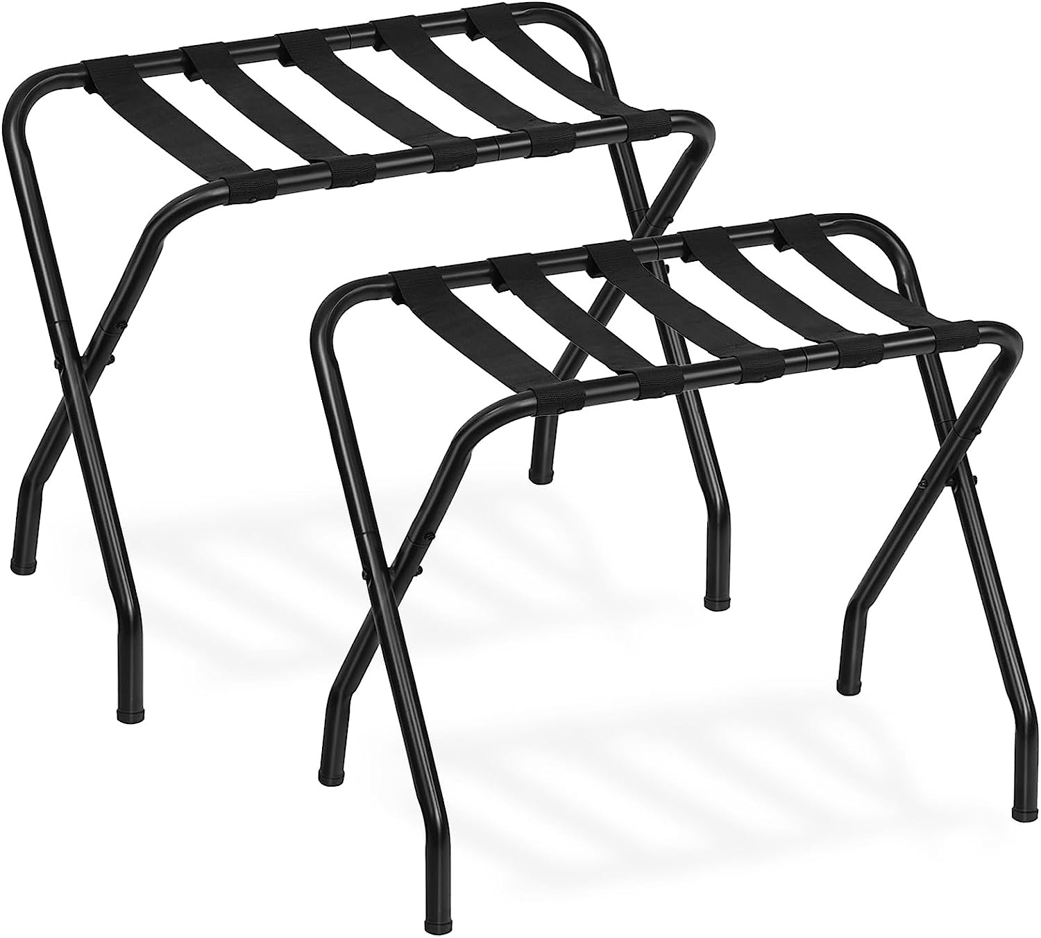 Rack, Pack Of Metal Foldable Suitcase Stand For Guest Room, 2 Black