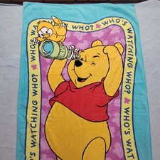 Winnie the Pooh Disney beach towel Who's Watching Who 100 cotton FLAWS