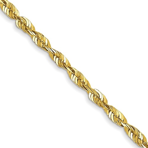 10k Yellow Gold 1.8mm Extra-Light Diamond-cut Rope Chain Necklace 18" 3.08 gram - Picture 1 of 4