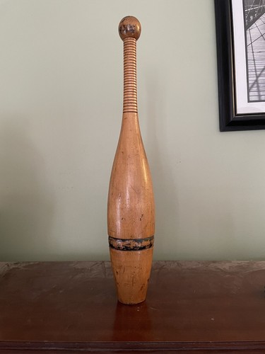 Vintage Antique Early 1900's ? Wooden Juggling Circus Exercise Clubs LARGE 18.5"