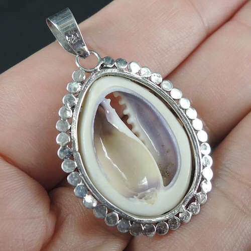 925 Plata Esterlina Blanco Natural Cowrie Carcasa Colgante Hecho a Mano... - Imagen 6 de 6