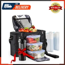 Meal Prep Lunch Bag/Box for Men, Women + 3 Large Food Containers 45 Oz.+ 2 Big