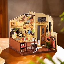 Rolife 1：24 Cozy Kitchen DIY Miniature Dollhouse Kit With LED Doll House Gift