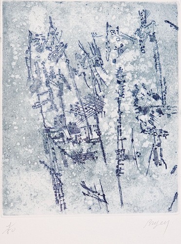 Camille BRYEN - Estampe originale - Eau-forte - Composition 4 (Feuilles éparses) - Picture 2 of 4
