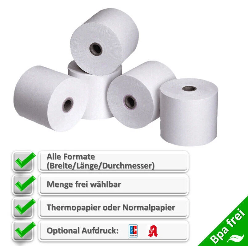 Thermorollen Bonrollen Kassenrollen Waagenrollen alle Formate und Größen