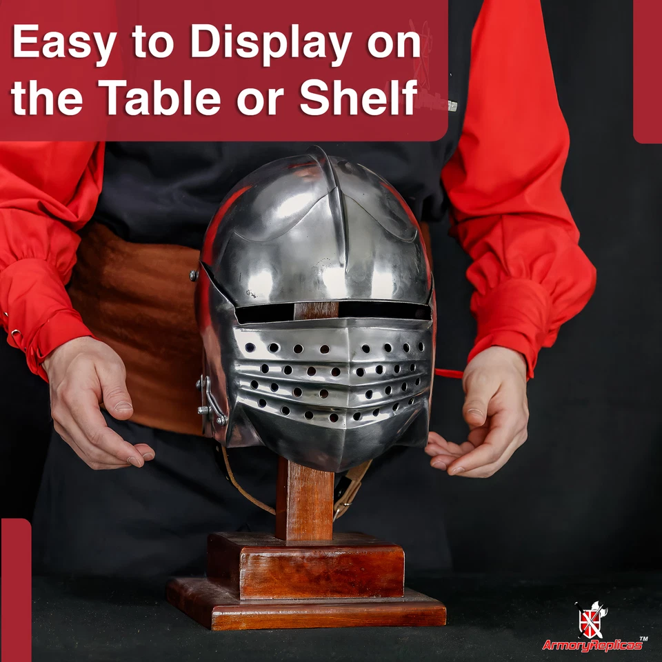 СТОЙКА ДЛЯ БРОНИ ШЛЕМА ИЗ МАНГО ДЕРЕВА | КВАДРАТНАЯ ОСНОВА РУЧНОЙ РАБОТЫ ПОЛИРОВАННАЯ ДЕРЕВЯННАЯ ВИТРИНА - Изображение 4 из 4