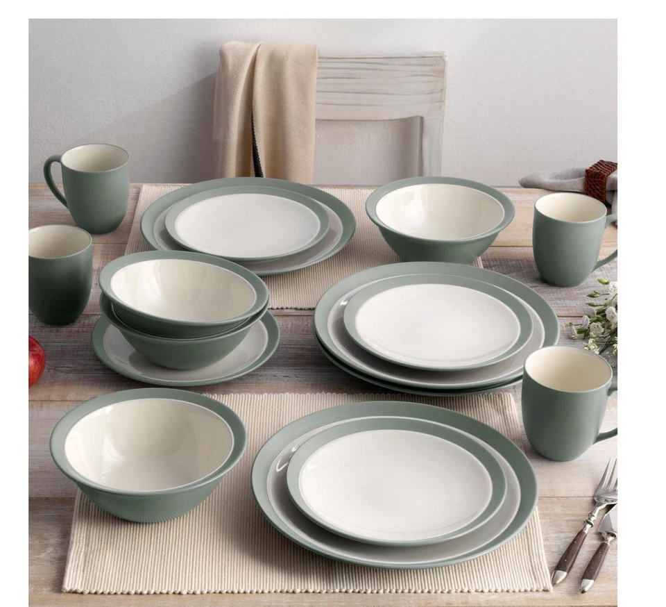 Juego de vajilla curva de 16 piezas Noritake H1324 colorwave verde servicio para 4 Foto 3 de 4