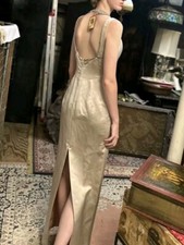 Gorgeous Evening Gown In Creamy Beige With Pink Lining