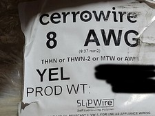 Cerrowire #8awg SLiPWire THHN/THWN-2 Stranded Copper Building Wire Yellow /50ft