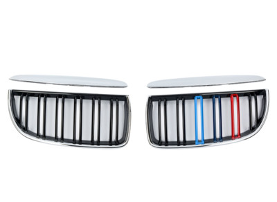 Calandre Avant Noir Brillant 1 Ligne Pour BMW Série 3 E90 E91 - Modèle 2004 à 2007, Style M