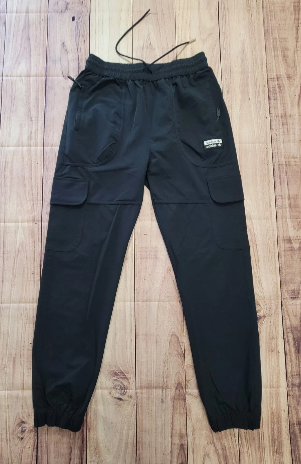 Pantaloni sportivi Adidas donna neri classici zip logo a scatto toppa tasche laterali taglia XL