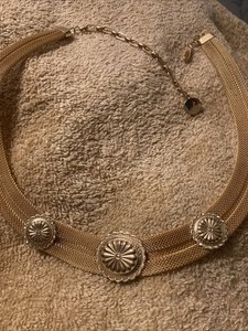Vintage  Trifari TM Mesh Medallion Collar Choker Necklace Rare