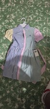 Polo Ralph Lauren Belted Cotton Colorblock Striped Shirtdress girls Size 7