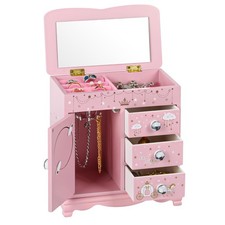 JIUYUAEZ Children Jewelry Box For Girls Pink Princess Castle pink C