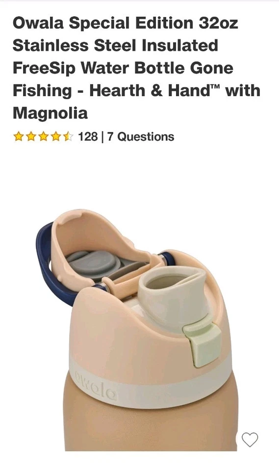 Botella de agua de acero inoxidable Owala FreeSip / 32 oz / Color: pesca pasada... NUEVA Foto 4 de 4