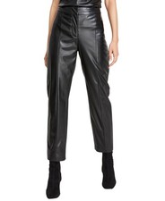DKNY Women's Faux-Leather Front-Seam Skinny Pants (Black, 18)