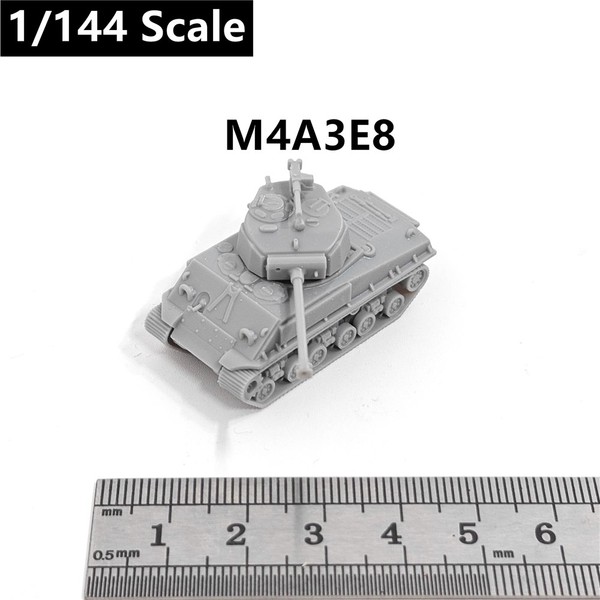 Wwii Us Army Sherman M4A3E8 Carro Armato, Stampato In 3D, Modello Mini Carro Armato Scala 1/144, Resina-image
