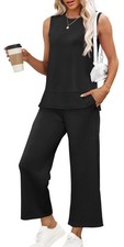 Piece Outfits for Women Summer Fashion Travel Lounge Set Sleeveless Tracksuit...