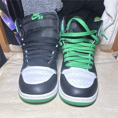 #ad Nike Air Jordan 1 Retro High Green Black White High Top Leather Lace Up Sneaker $65.00