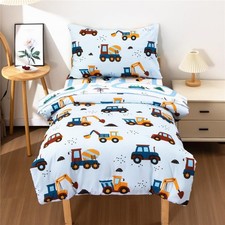 Construction Truck Toddler Bedding Set with Comforter, Sheets, and Pillowcase