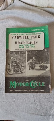 cadwell park solo & sidecar races programme, June 2nd 1952, vintage, collectable