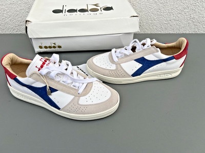 DIADORA HERITAGE - B. ELITE S L LEDER SNEAKER SCHUHE Weiß_Blau RETRO Gr.41