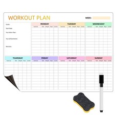 Workout Plan Dry Erase Magnetic Whiteboard for 17"W x 16.5"H, White
