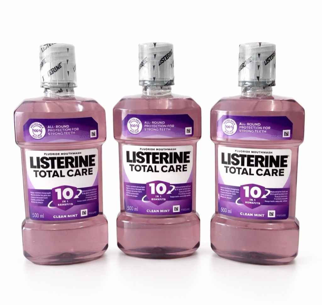 Listerine Total Care Mouthwash Clean Mint 500ml Pack of 3 - 10 in 1 Benefits
