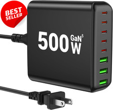 500W 8-Port USB C Charging Station 120W PD Fast Charger Block GaN - US