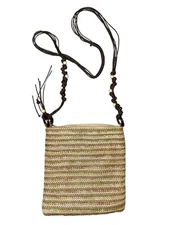 Sun N Sand Cross Body Striped Bag Green Brown Beige