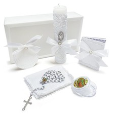 Baptism Candle Set for Boys Girls,White 5 PCS Baptism Kit Catholic Candle,Bap...