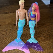 (E4) Gorgeous Mattel Barbie Dreamtopia Ken Merman and Barbie Mermaid Dolls